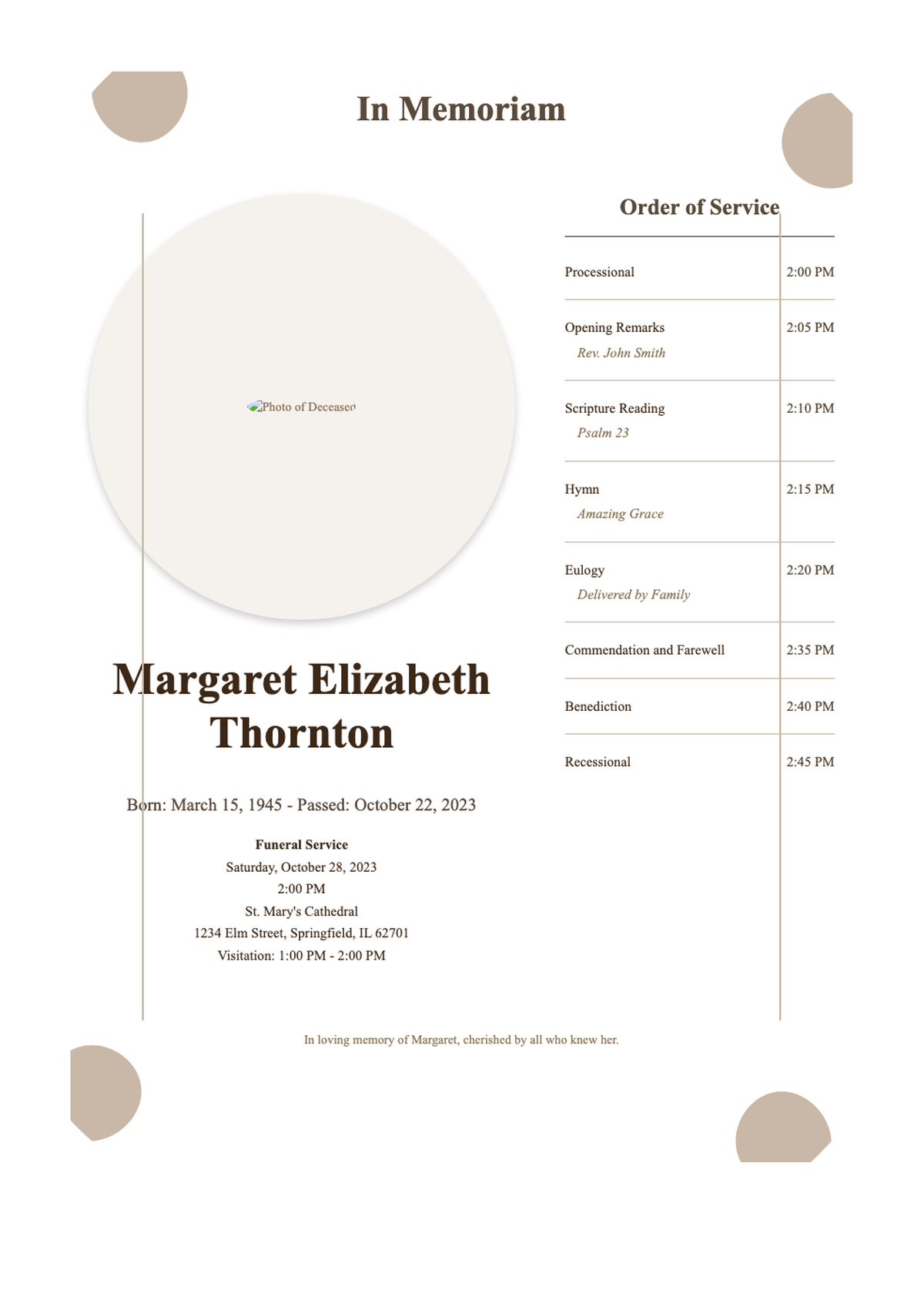 Elegant funeral service program with photo and ornate borders_variant_3